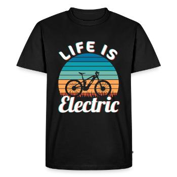 Life is Electric Vintage Ebike Sunset - Men's Premium Organic T-Shirt - black - Front - Nico (187cm)