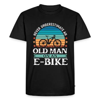 Never underestimate an Old Man on an EBike - Men's Premium Organic T-Shirt - black - Front - Nico (187cm)