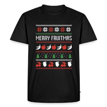 Fruit Banana Apple Bird Ugly Christmas Sweater - Men's Premium Organic T-Shirt - black - Front - Nico (187cm)