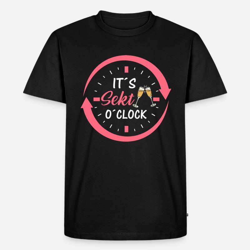 It s Sekt o clock - Männer Premium Bio T-Shirt - Schwarz