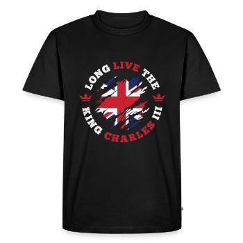 Couronnement du roi Charles 3e drapeau britannique - T-shirt Premium bio Homme - noir - Devant - Nico (187cm)