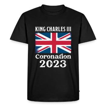 Couronnement 2023 King Charles III - T-shirt Premium bio Homme - noir - Devant - Nico (187cm)