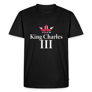 Roi de la Couronne britannique Charles III Royauté britannique - T-shirt Premium bio Homme - noir - Devant - Nico (187cm)