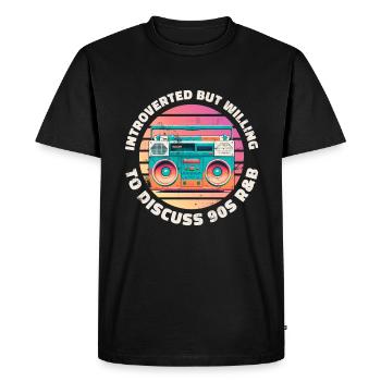 introverted but willing to discuss 90s R&B Retro - Men's Premium Organic T-Shirt - black - Front - Nico (187cm)