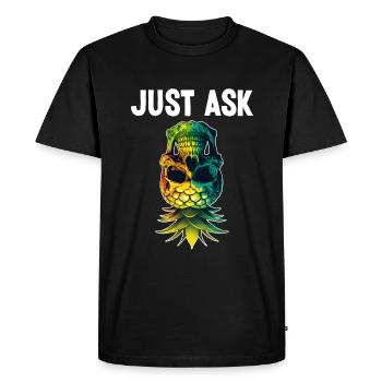 Just Ask Upside Down Pineapple Skull Swinger - Men's Premium Organic T-Shirt - black - Front - Nico (187cm)