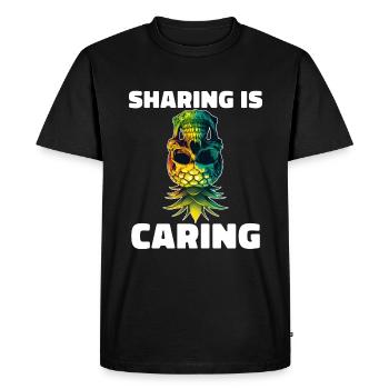 Partager, c’est se balancer à l’envers - T-shirt Premium bio Homme - noir - Devant - Nico (187cm)