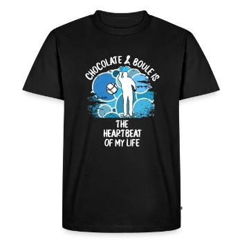 Boule Pétanque Boccia Boules Chocolat - T-shirt Premium bio Homme - noir - Devant - Nico (187cm)