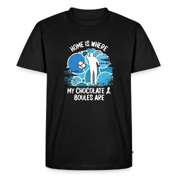 Boule Pétanque Boccia Boules Chocolat - T-shirt Premium bio Homme - noir - Devant - Nico (187cm)