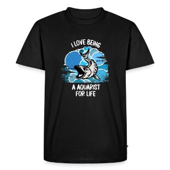 Aquariophiles Poissons Poissons d’ornement Aquaristique - T-shirt Premium bio Homme - noir - Devant - Nico (187cm)