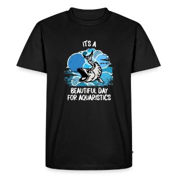 Aquarium Aquariophile Poissons d’ornement Poissons aquatiques - T-shirt Premium bio Homme - noir - Devant - Nico (187cm)