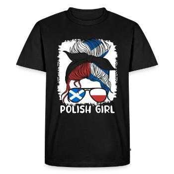 Moitié Ecossais Moitié Polonais Pologne Ecosse - T-shirt Premium bio Homme - noir - Devant - Nico (187cm)