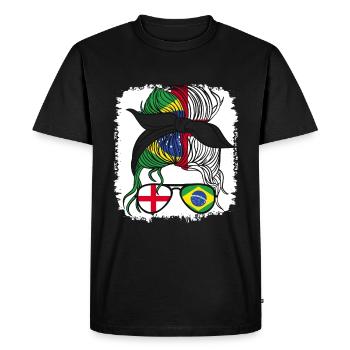 Brésil Moitié Brésilienne Brésil Angleterre Garota - T-shirt Premium bio Homme - noir - Devant - Nico (187cm)