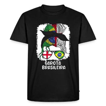 Garota Brasileira Moitié Anglaise Moitié Brésilienne - T-shirt Premium bio Homme - noir - Devant - Nico (187cm)