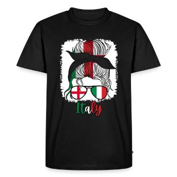 Italy Italia Half English Half Italian Girl - Men's Premium Organic T-Shirt - black - Front - Nico (187cm)