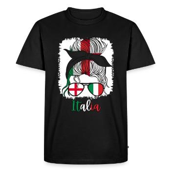 Italia Moitié Anglaise Moitié Italienne Fille Italie - T-shirt Premium bio Homme - noir - Devant - Nico (187cm)