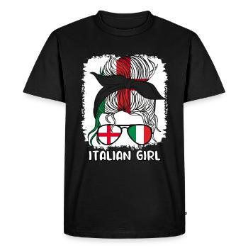 Fille italienne Italie Angleterre drapeau Italie, Ragazza - T-shirt Premium bio Homme - noir - Devant - Nico (187cm)