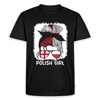 Polska Moitié Anglais Moitié Polonais Fille Pologne Femmes - T-shirt Premium bio Homme - noir - Devant - Nico (187cm)