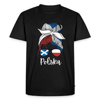 Polska Moitié Ecossais Moitié Polonais Fille Pologne - T-shirt Premium bio Homme - noir - Devant - Nico (187cm)