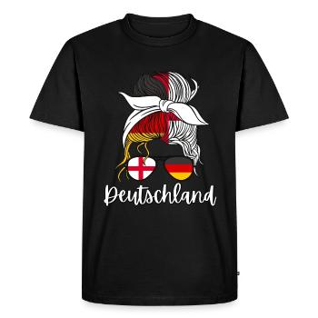 Deutschland Half English Half German Girl - Men's Premium Organic T-Shirt - black - Front - Nico (187cm)