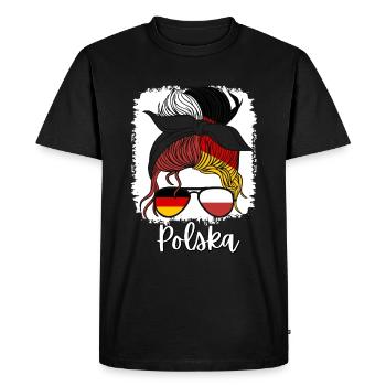 Polska dziewczyna Moitié Allemand Polonais Fille Pologne - T-shirt Premium bio Homme - noir - Devant - Nico (187cm)