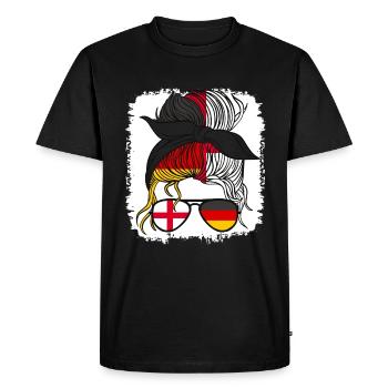 Moitié Anglais Moitié Allemand Fille Allemagne Angleterre Maman - T-shirt Premium bio Homme - noir - Devant - Nico (187cm)