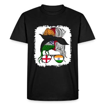Moitié Anglais Moitié Indien Fille Inde Angleterre - T-shirt Premium bio Homme - noir - Devant - Nico (187cm)