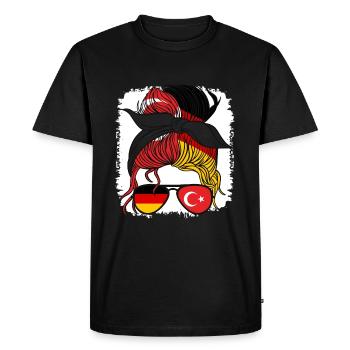 Moitié Allemand Moitié Turc Fille Allemagne Turquie - T-shirt Premium bio Homme - noir - Devant - Nico (187cm)