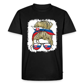 Slovenka Slovaquie Drapeau Filles Slovaque Fille Enfants - T-shirt Premium bio Homme - noir - Devant - Nico (187cm)
