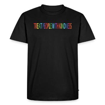 Cadeau LGBT Gay Homosexualité Treat People with - T-shirt Premium bio Homme - noir - Devant - Nico (187cm)