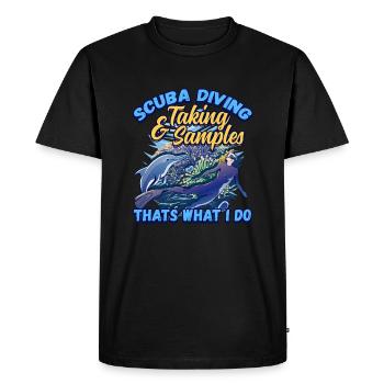 Plongée sous-marine et prélèvement d’échantillons Biologiste marin - T-shirt Premium bio Homme - noir - Devant - Nico (187cm)