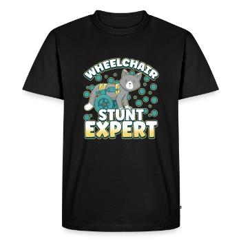 Conception de fauteuil roulant pour handicapés pour une amputation - T-shirt Premium bio Homme - noir - Devant - Nico (187cm)