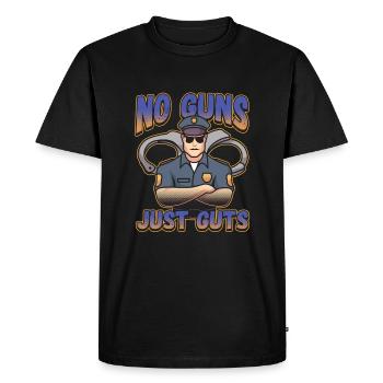 Blue Line Design for a Police Officer - Men's Premium Organic T-Shirt - black - Front - Nico (187cm)