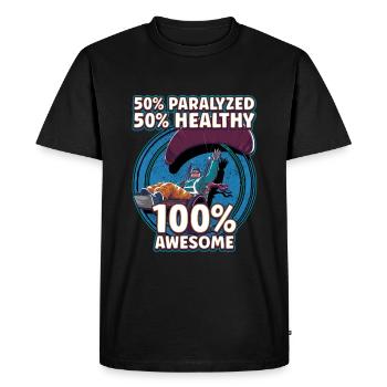 Conception de fauteuil roulant pour handicapés pour une amputation - T-shirt Premium bio Homme - noir - Devant - Nico (187cm)