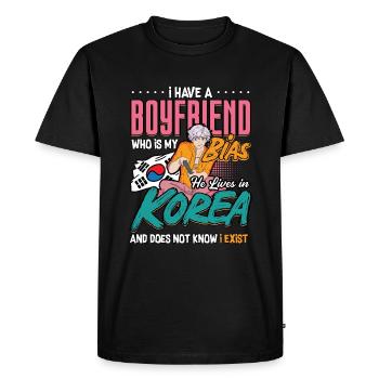 Design pop coréen pour un fan de mode K-Pop - T-shirt Premium bio Homme - noir - Devant - Nico (187cm)