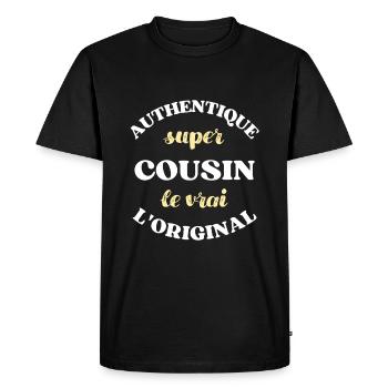 authentique super cousin humour personnalisé drole - T-shirt Premium bio Homme - noir - Devant - Nico (187cm)