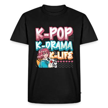 Design pop coréen pour un fan de mode K-Pop - T-shirt Premium bio Homme - noir - Devant - Nico (187cm)
