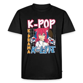 Design pop coréen pour un fan de mode K-Pop - T-shirt Premium bio Homme - noir - Devant - Nico (187cm)