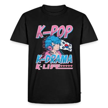 Design pop coréen pour un fan de mode K-Pop - T-shirt Premium bio Homme - noir - Devant - Nico (187cm)