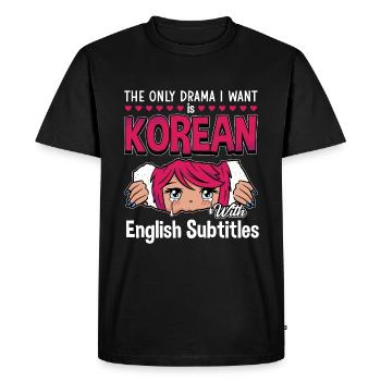 Design pop coréen pour un fan de mode K-Pop - T-shirt Premium bio Homme - noir - Devant - Nico (187cm)