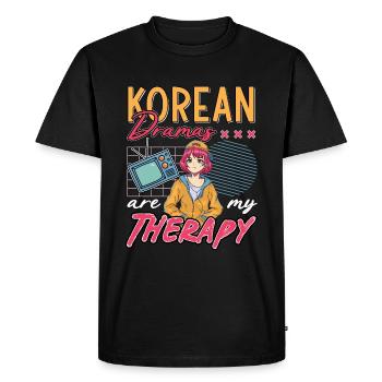 Design pop coréen pour un fan de mode K-Pop - T-shirt Premium bio Homme - noir - Devant - Nico (187cm)