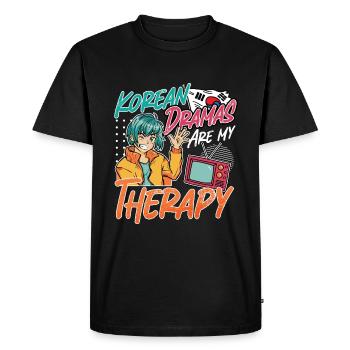 Design pop coréen pour un fan de mode K-Pop - T-shirt Premium bio Homme - noir - Devant - Nico (187cm)