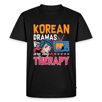 Design pop coréen pour un fan de mode K-Pop - T-shirt Premium bio Homme - noir - Devant - Nico (187cm)