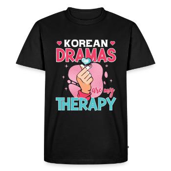 Design pop coréen pour un fan de mode K-Pop - T-shirt Premium bio Homme - noir - Devant - Nico (187cm)