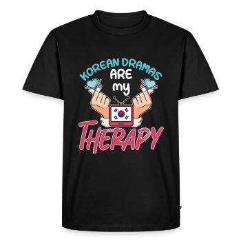 Design pop coréen pour un fan de mode K-Pop - T-shirt Premium bio Homme - noir - Devant - Nico (187cm)
