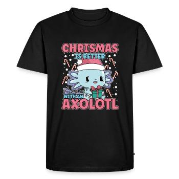 Design Axolotl d’hiver pour un amoureux de Noël - T-shirt Premium bio Homme - noir - Devant - Nico (187cm)