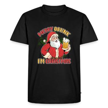 Merry Drunk I'm Christmas for Xmas Beer Lovers - Men's Premium Organic T-Shirt - black - Front - Nico (187cm)