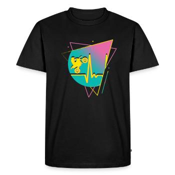 Motorcycle Motocross Vintage 80s Retro Biker - Men's Premium Organic T-Shirt - black - Front - Nico (187cm)