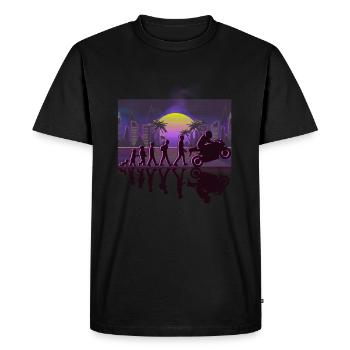 Motorcycle Evolution Vintage 80s Retro Biker - Men's Premium Organic T-Shirt - black - Front - Nico (187cm)