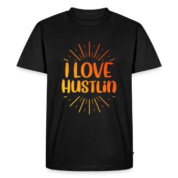 I love Hustlin - Men's Premium Organic T-Shirt - black - Front - Nico (187cm)
