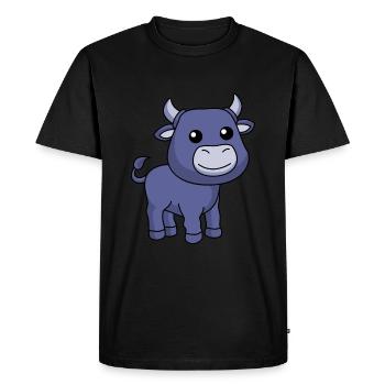 Taurus Comic Animal - Men's Premium Organic T-Shirt - black - Front - Nico (187cm)